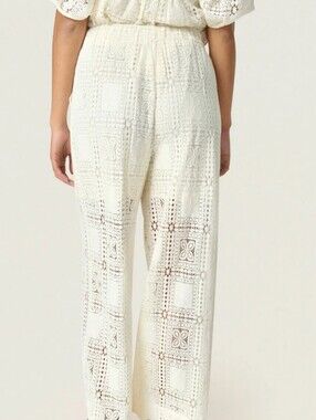 Soaked Crochet Wide-Leg Pants in Whisper White